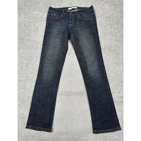 Women's Straight Leg Jeans - Dark Blue - Picture 1 of 16